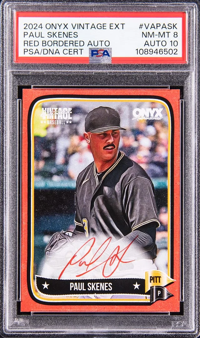 2024 Onyx Vintage Extended Red Bordered Autograph Paul Skenes #VAPASK card image