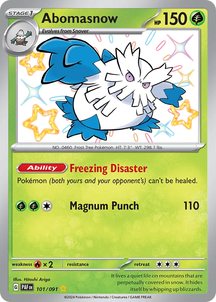 2024 Paldean Fates Abomasnow Shiny Rare #101/91 Shiny Rare card image