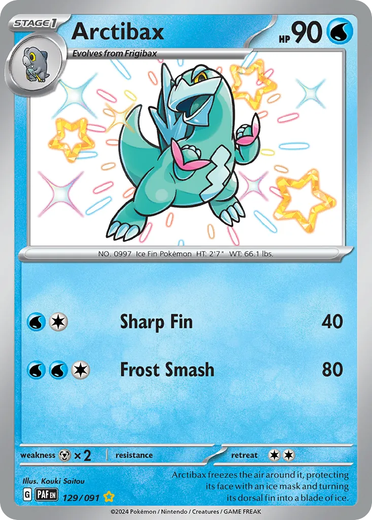 2024 Paldean Fates Arctibax #129/91 Shiny Rare card image