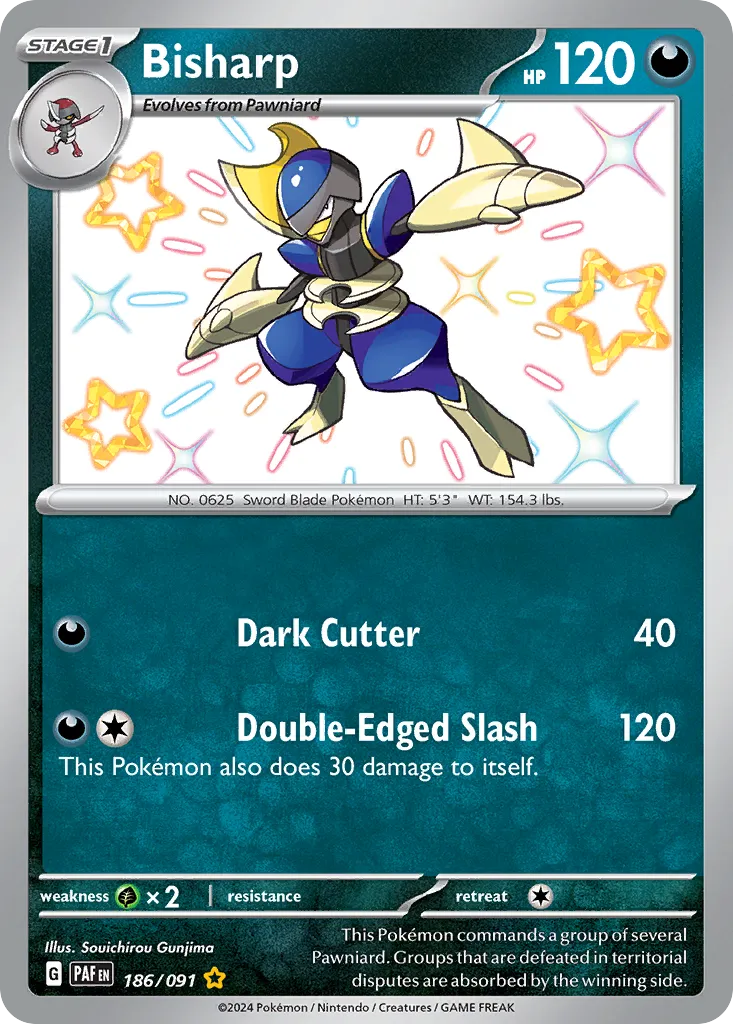 2024 Paldean Fates Bisharp #186/91 Shiny Rare card image