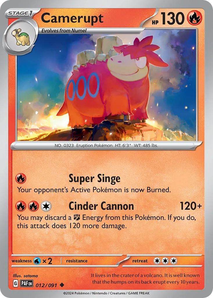 2024 Paldean Fates Camerupt #12/91 Uncommon card image