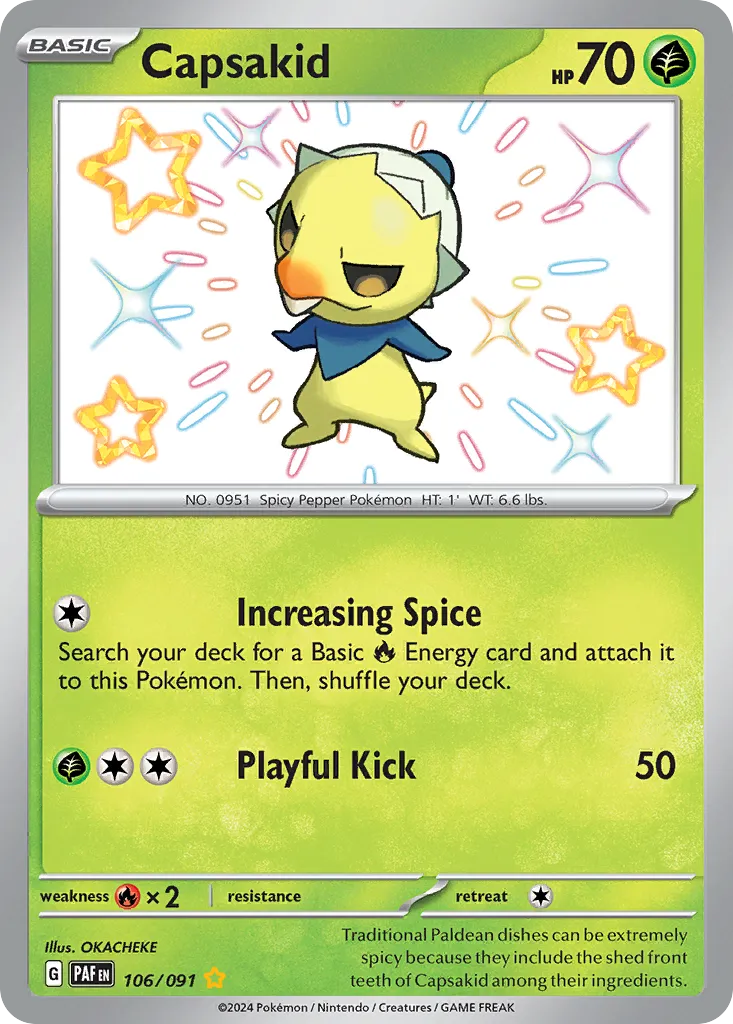 2024 Paldean Fates Capsakid #106/91 Shiny Rare card image