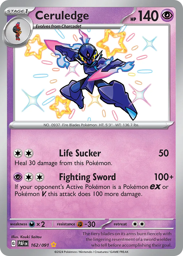2024 Paldean Fates Ceruledge #162/91 Shiny Rare card image