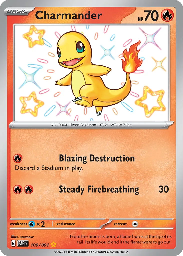 2024 Paldean Fates Charmander #109/91 Shiny Rare card image