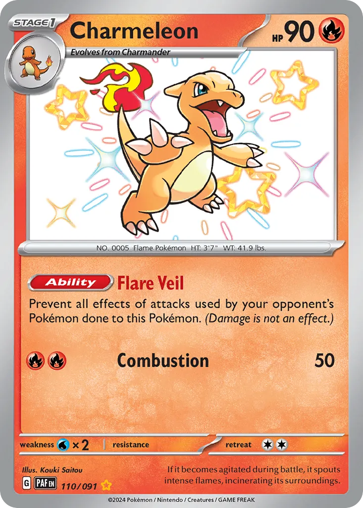 2024 Paldean Fates Charmeleon #110/91 Shiny Rare card image