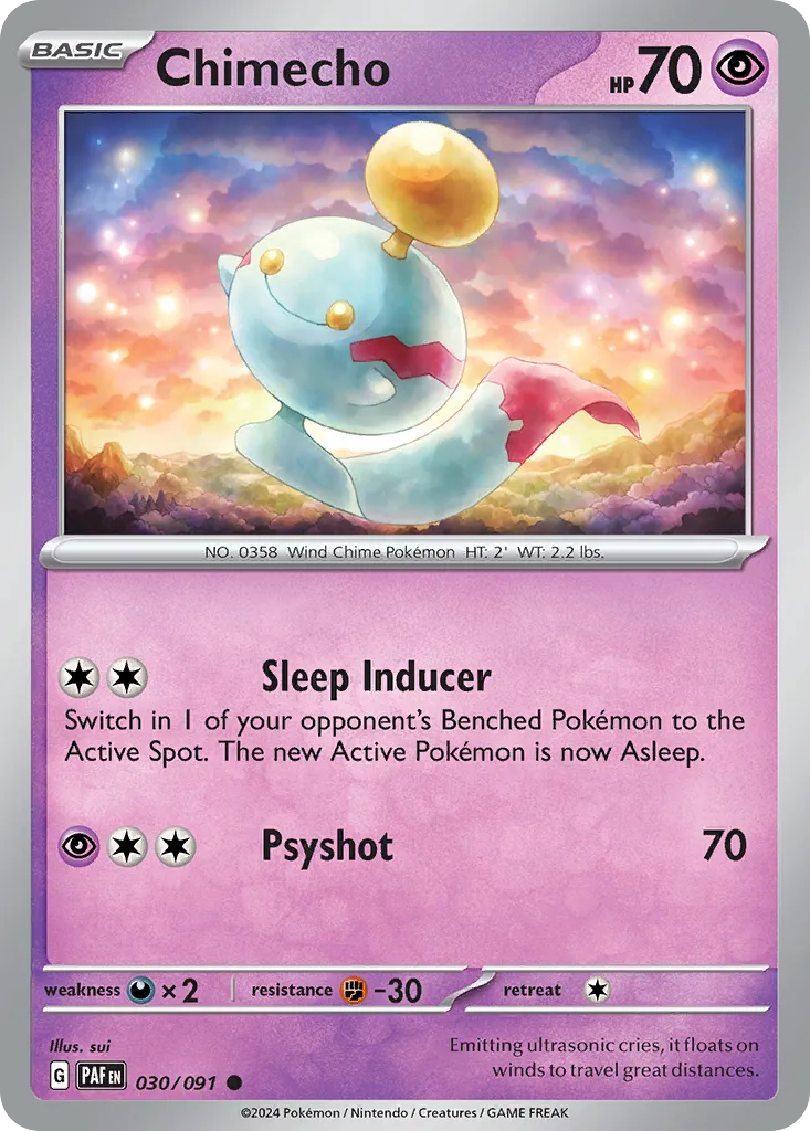 2024 Paldean Fates Chimecho #30/91 Common card image