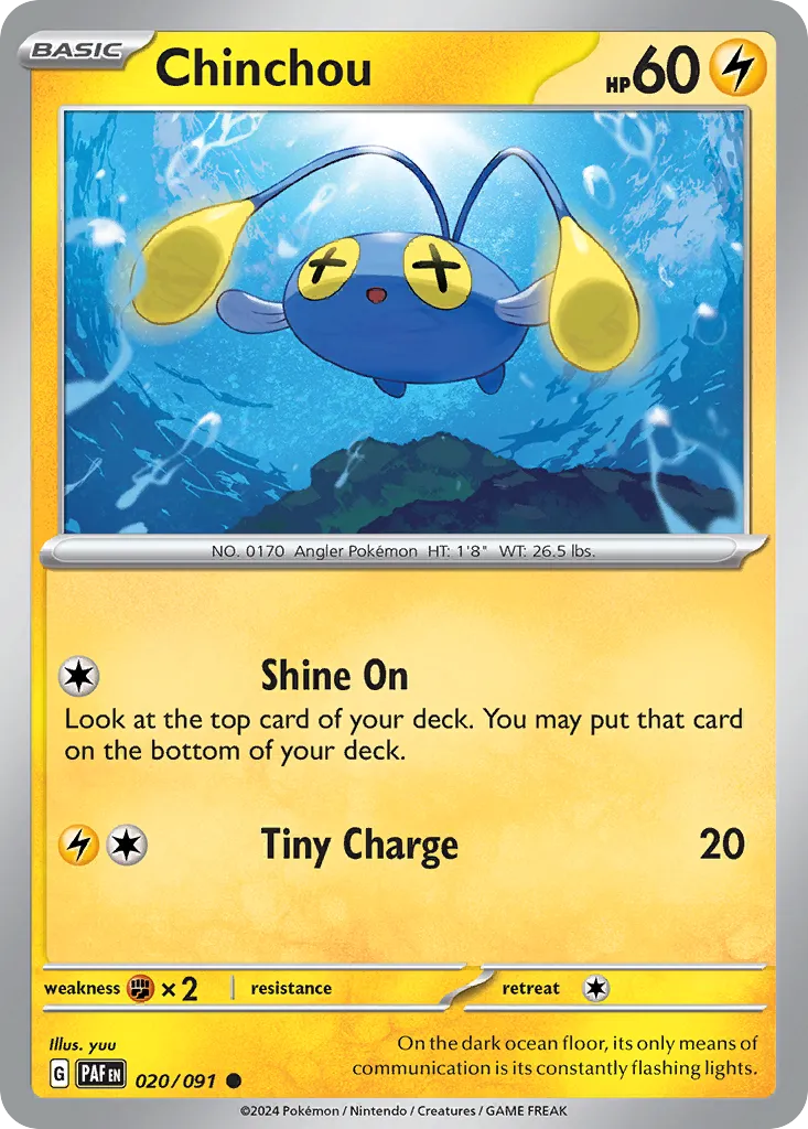 2024 Paldean Fates Chinchou #20/91 Common card image