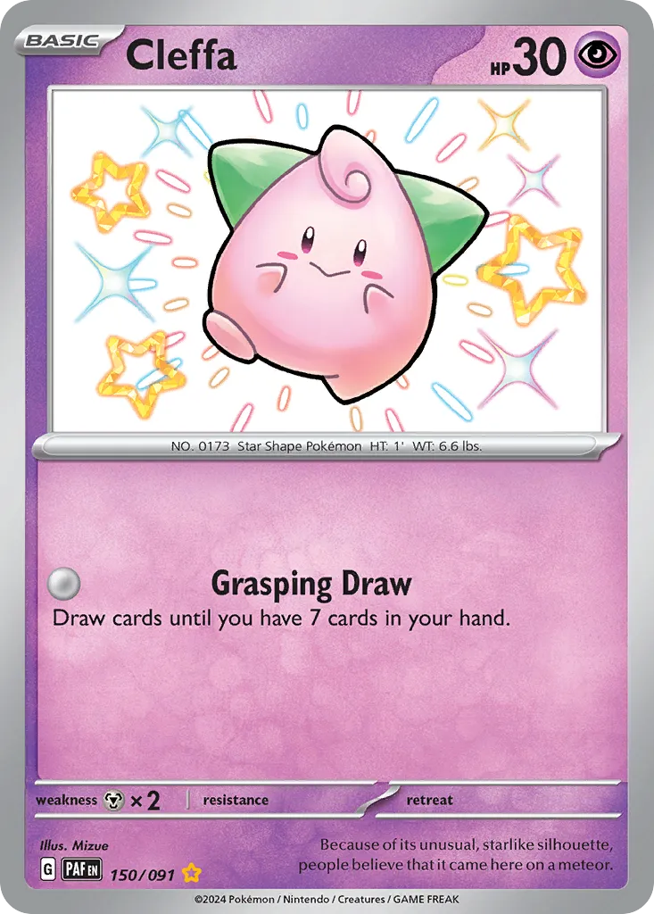 2024 Paldean Fates Cleffa #150/91 Shiny Rare card image