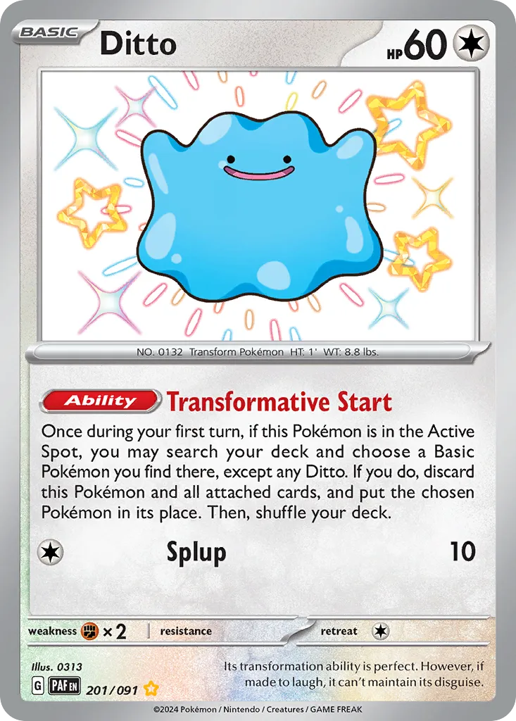 2024 Paldean Fates Ditto #201/91 Shiny Rare card image
