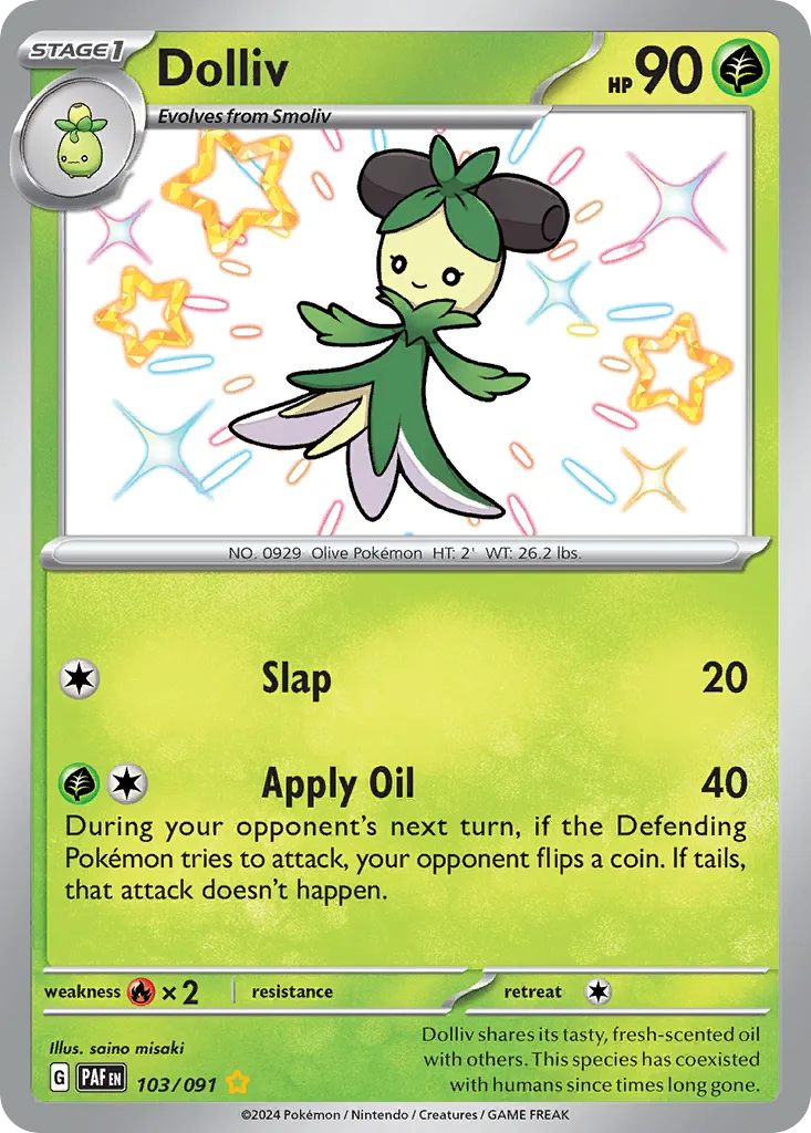 2024 Paldean Fates Dolliv Shiny Rare #103/91 Shiny Rare card image