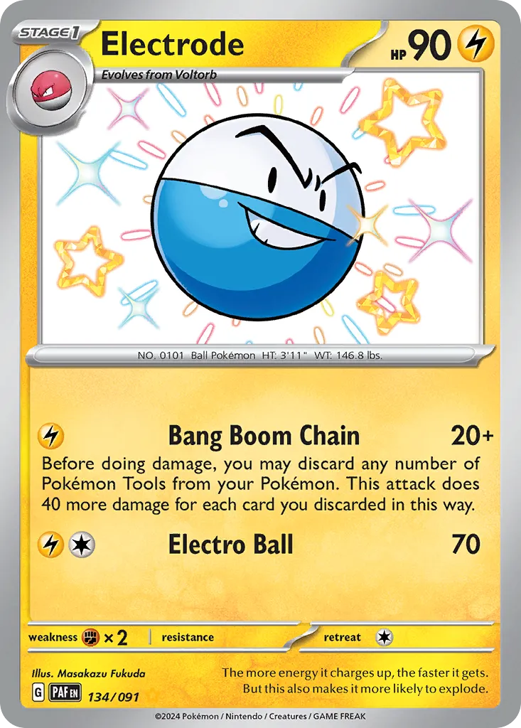 2024 Paldean Fates Electrode #134/91 Shiny Rare card image