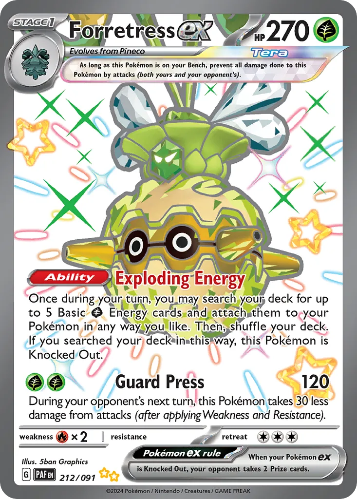 2024 Paldean Fates Forretress ex #02/91 Double Rare card image