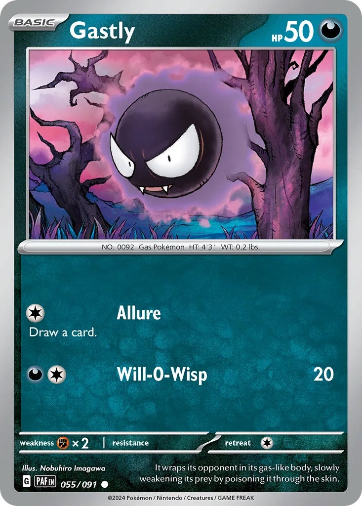 2024 Paldean Fates Gastly #55/91 Common card image