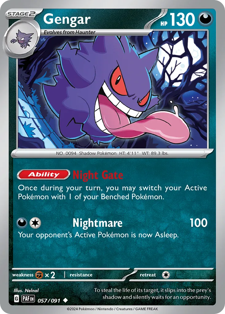 2024 Paldean Fates Gengar #57/91 Uncommon card image