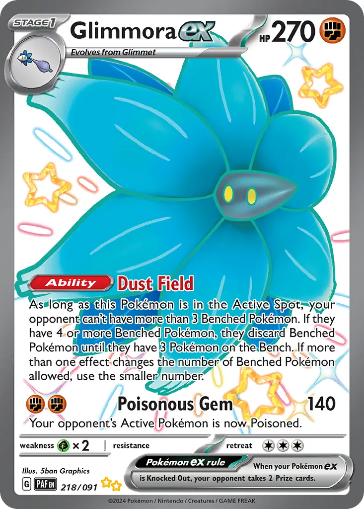 2024 Paldean Fates Glimmora ex #218/91 Shiny Ultra Rare card image