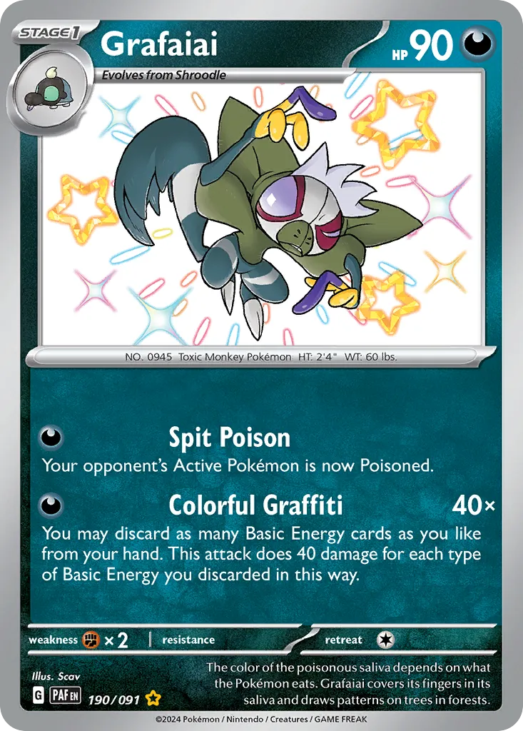 2024 Paldean Fates Grafaiai #190/91 Shiny Rare card image