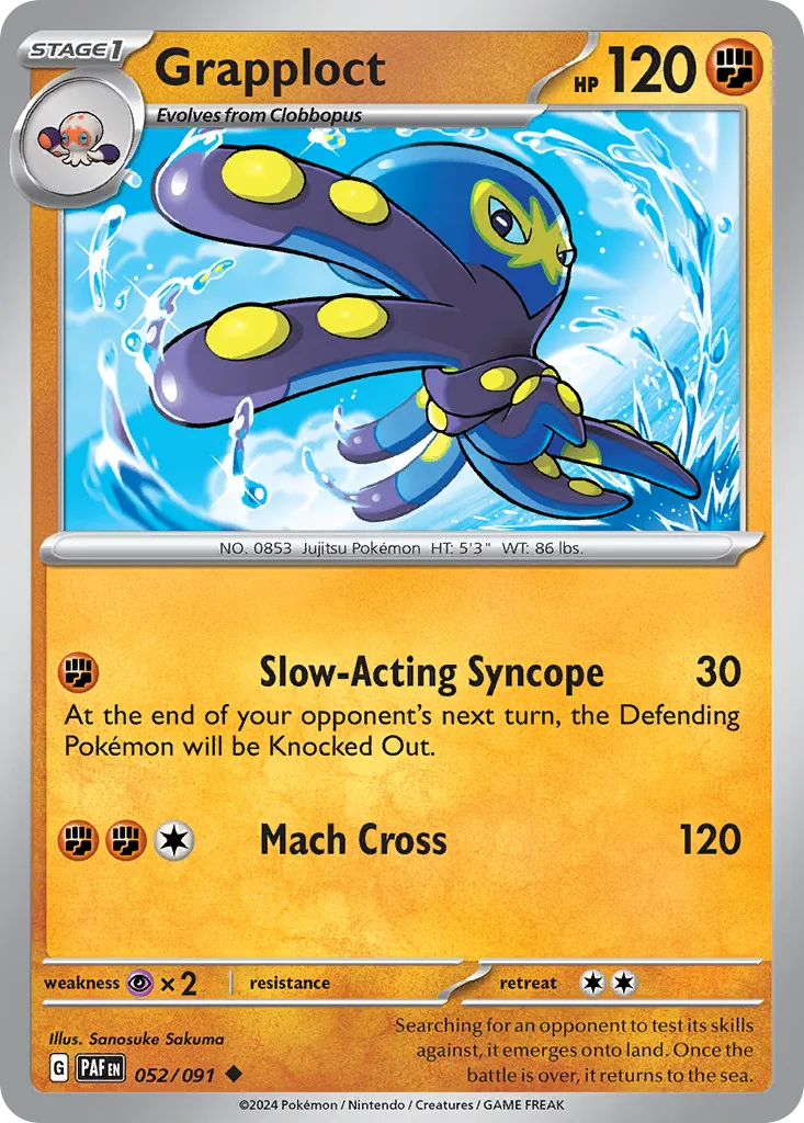 2024 Paldean Fates Grapploct #52/91 Uncommon card image
