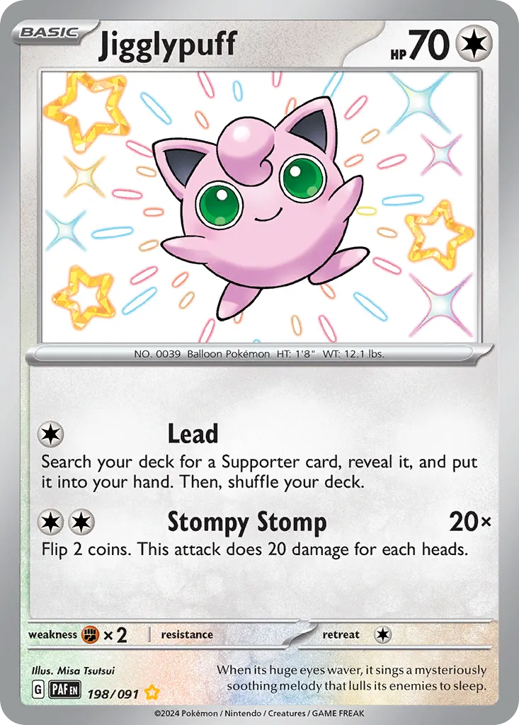 2024 Paldean Fates Jigglypuff #198/91 Shiny Rare card image