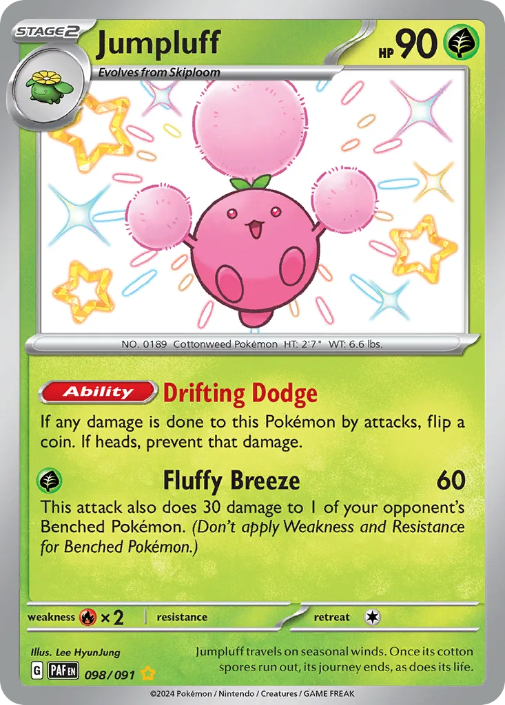 2024 Paldean Fates Jumpluff #98/91 Shiny Rare card image