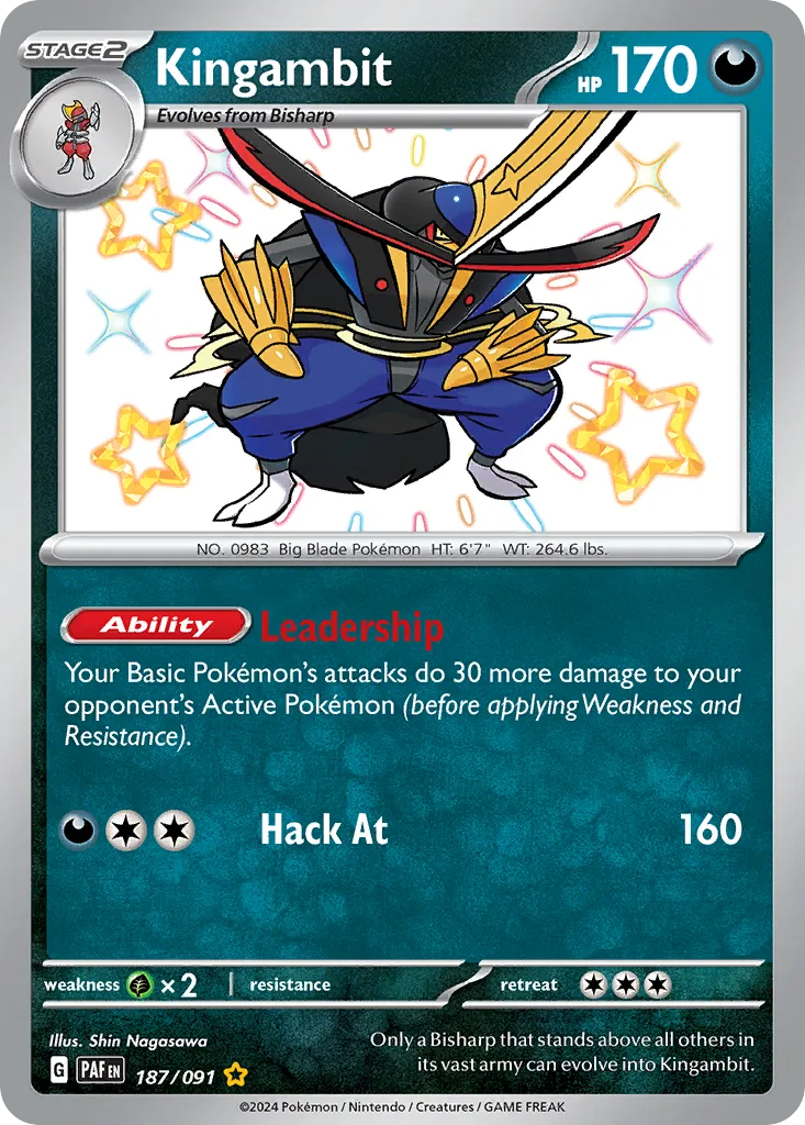2024 Paldean Fates Kingambit #187/91 Shiny Rare card image