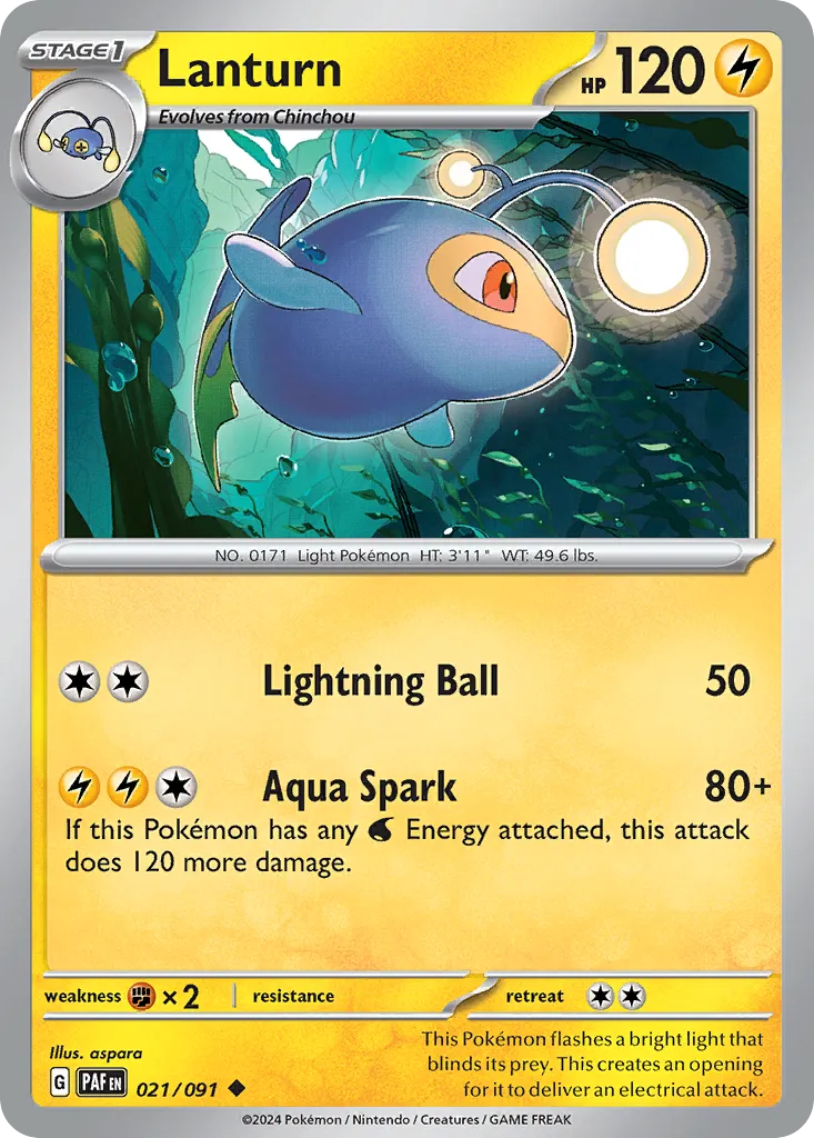 2024 Paldean Fates Lanturn #21/91 Uncommon card image