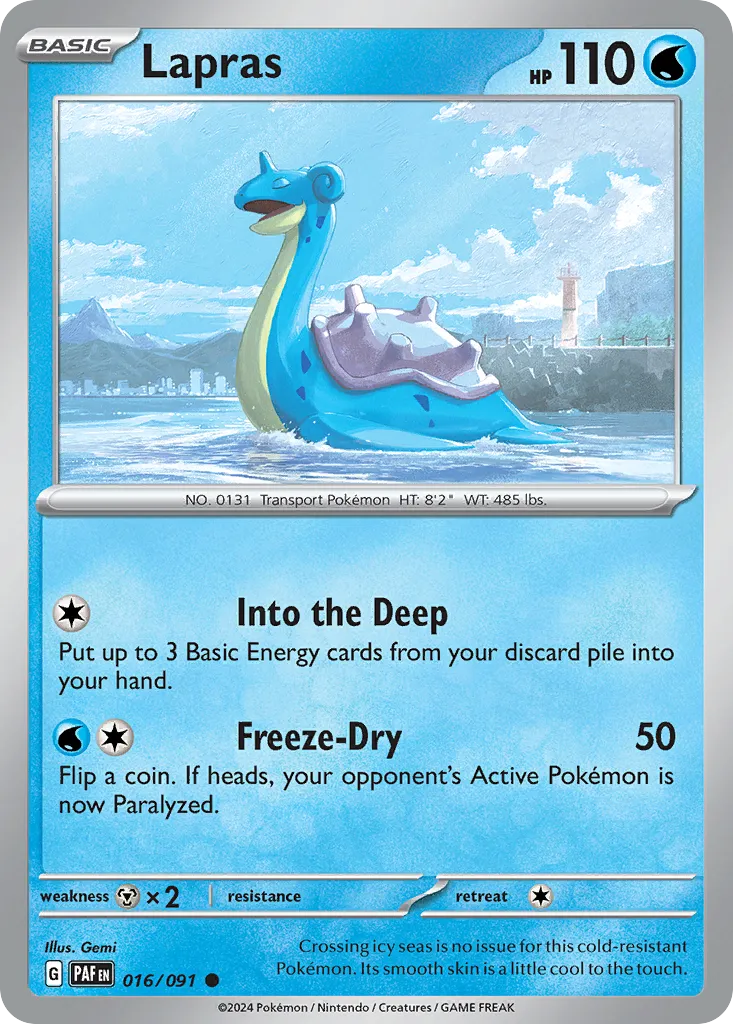 2024 Paldean Fates Lapras #16/91 Common card image
