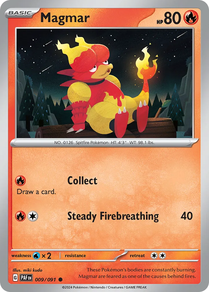 2024 Paldean Fates Magmar #09/91 Common card image
