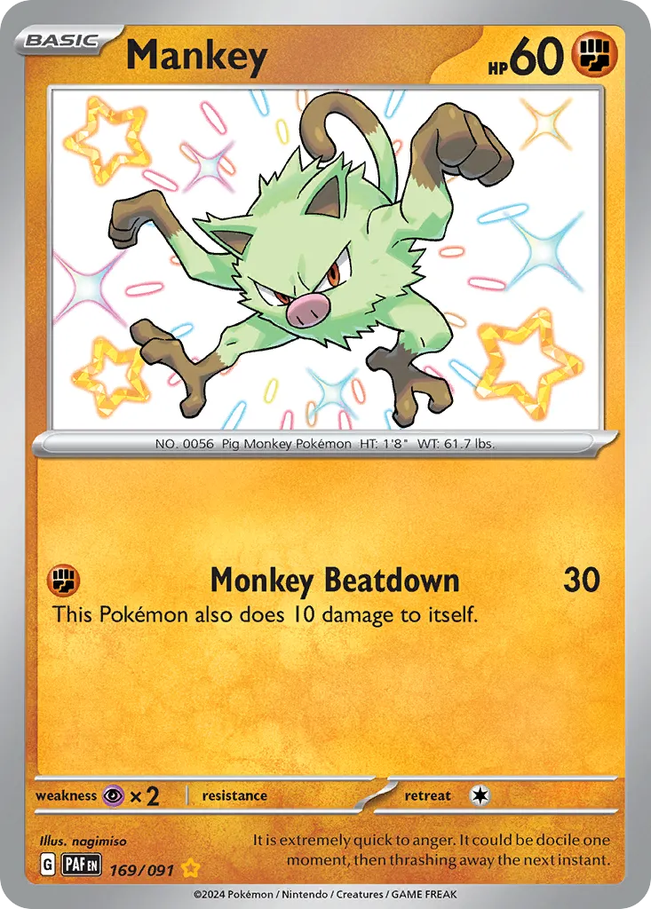 2024 Paldean Fates Mankey Common #45/91 Common card image