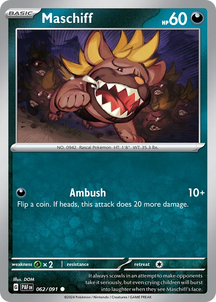 2024 Paldean Fates Maschiff #62/91 Common card image