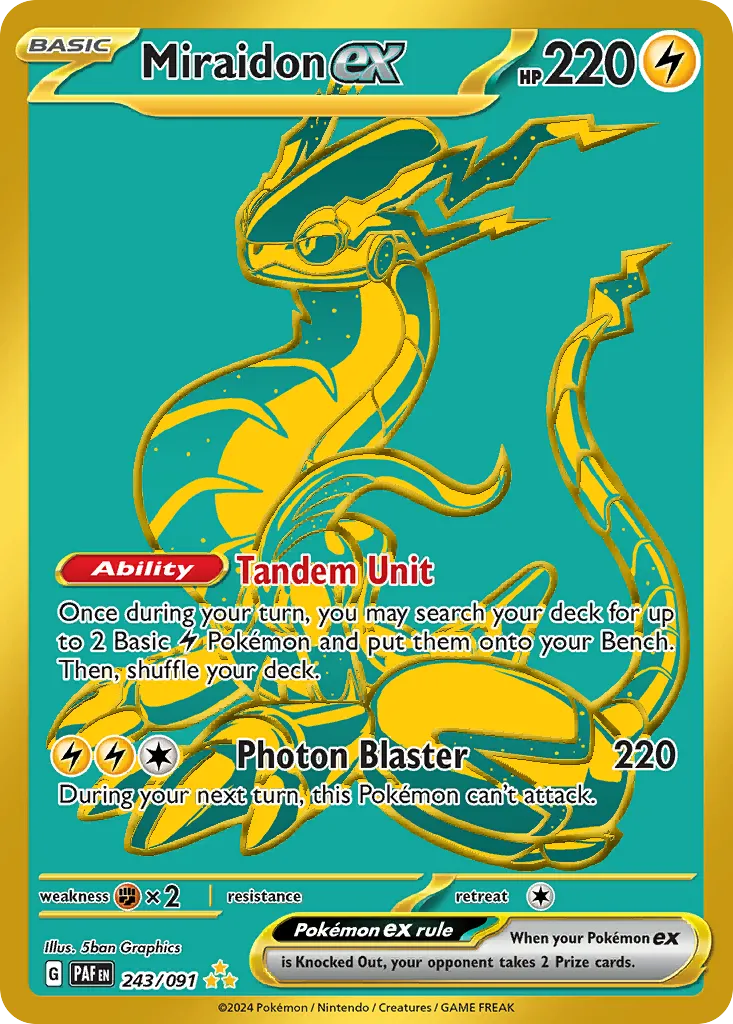 2024 Paldean Fates Miraidon ex #243/91 Hyper Rare card image