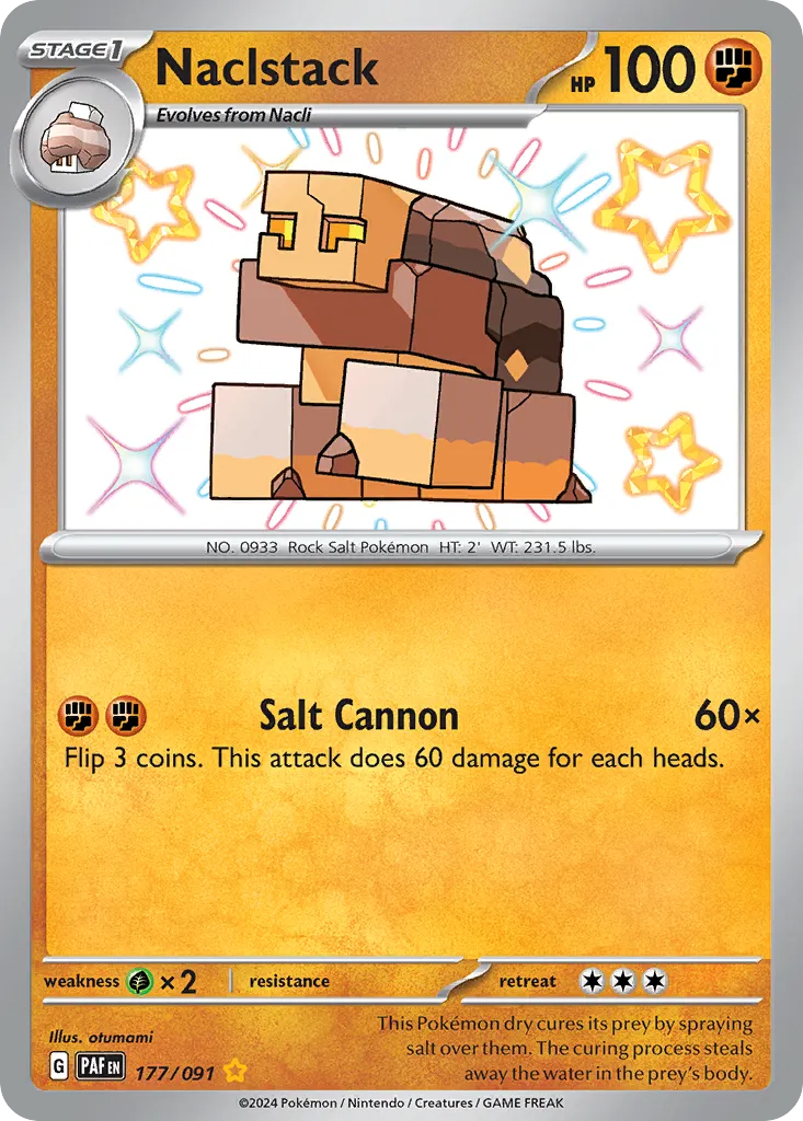 2024 Paldean Fates Naclstack #177/91 Shiny Rare card image