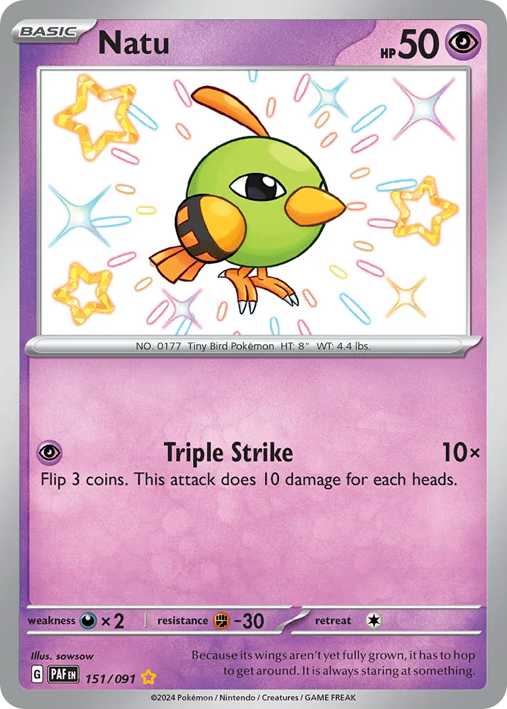 2024 Paldean Fates Natu #151/91 Shiny Rare card image