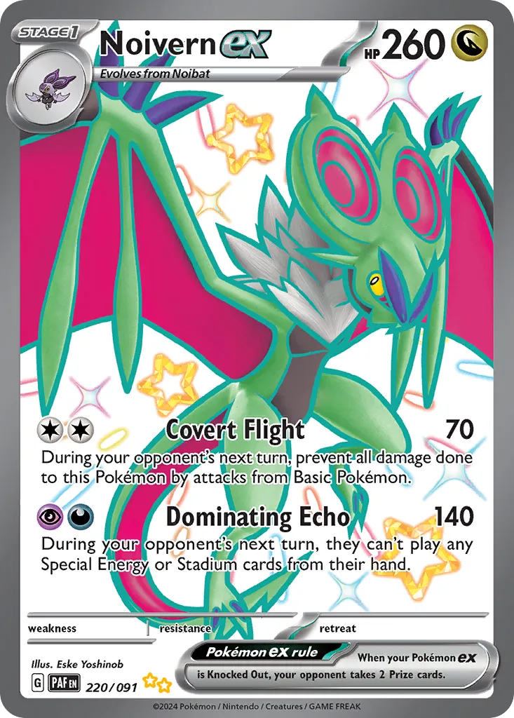 2024 Paldean Fates Noivern ex #220/91 Shiny Ultra Rare card image