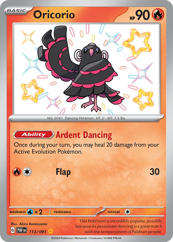 2024 Paldean Fates Oricorio #113/91 Shiny Rare card image