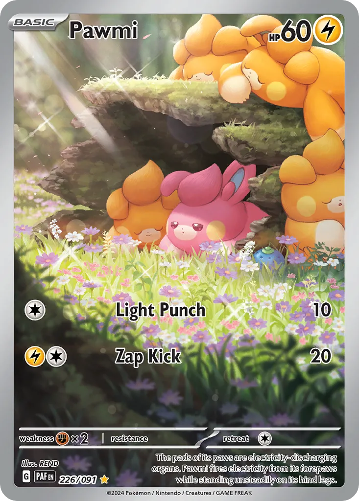 2024 Paldean Fates Pawmi #226/91 Illustration Rare card image
