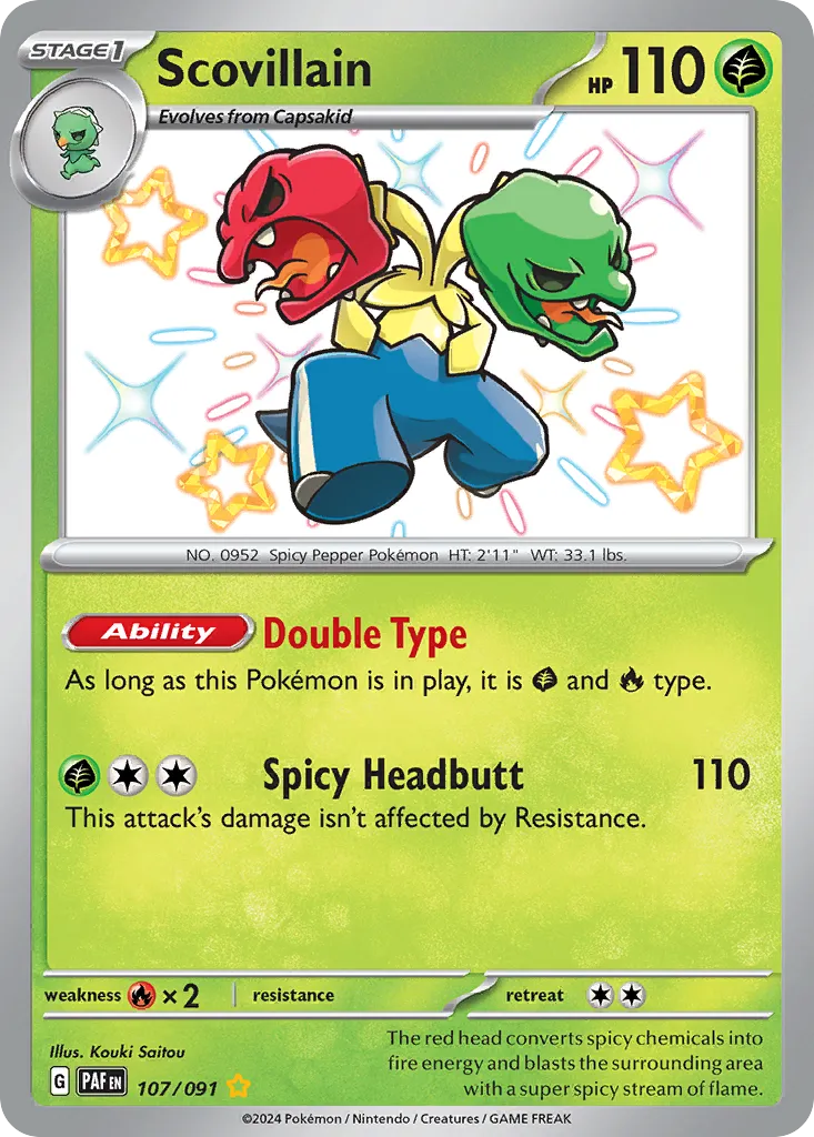 2024 Paldean Fates Scovillain #107/91 Shiny Rare card image