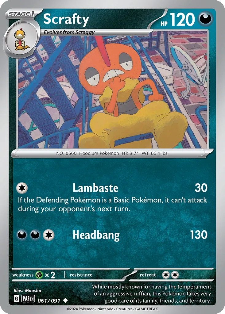 2024 Paldean Fates Scrafty #61/91 Uncommon card image
