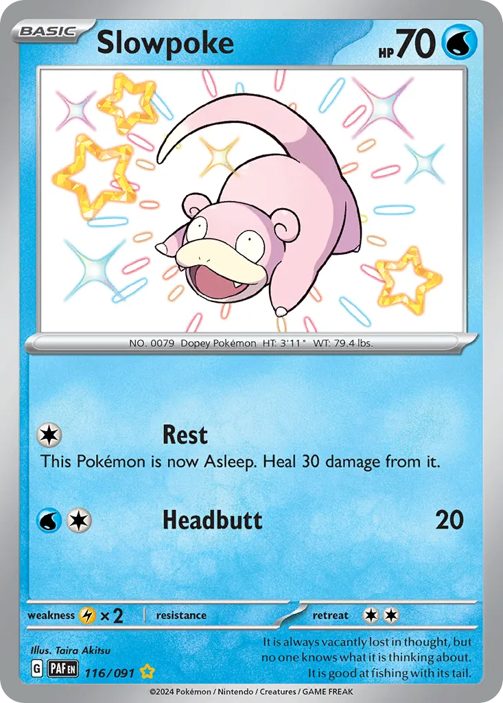 2024 Paldean Fates Slowpoke #116/91 Shiny Rare card image