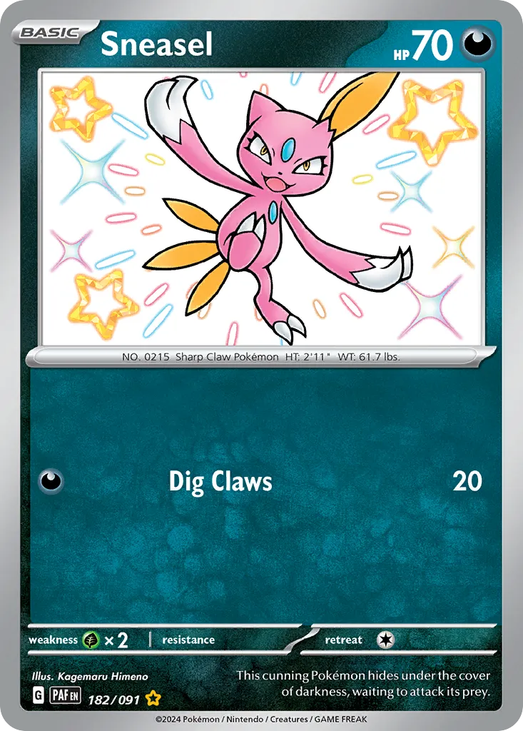 2024 Paldean Fates Sneasel #182/91 Shiny Rare card image