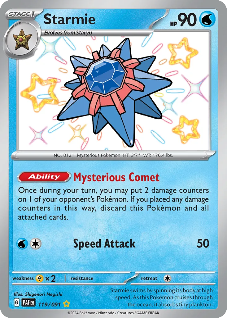 2024 Paldean Fates Starmie #119/91 Shiny Rare card image