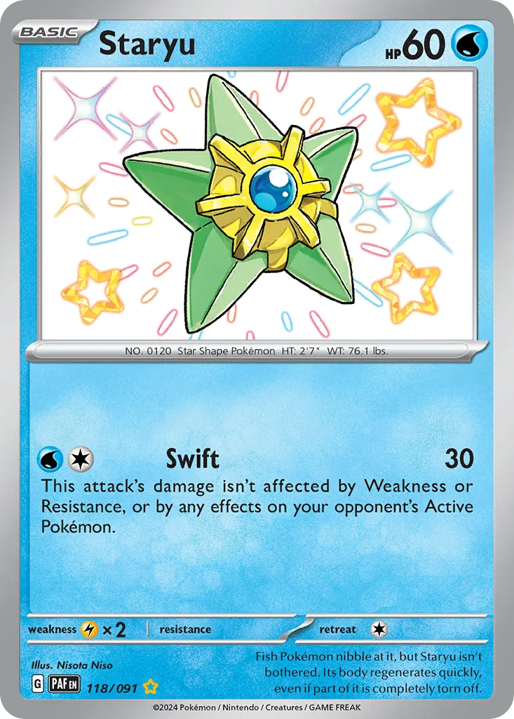 2024 Paldean Fates Staryu #118/91 Shiny Rare card image