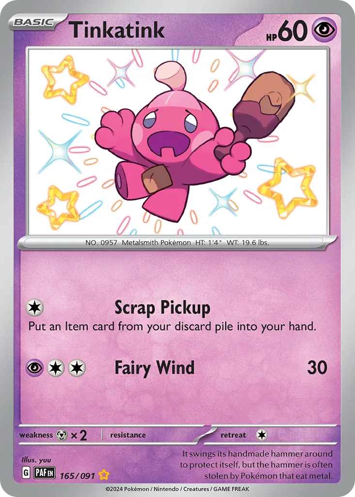 2024 Paldean Fates Tinkatink #165/91 Shiny Rare card image