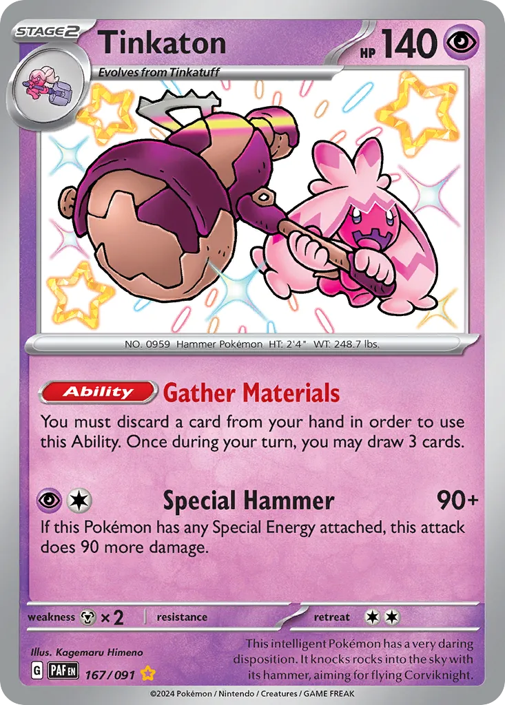2024 Paldean Fates Tinkaton #167/91 Shiny Rare card image