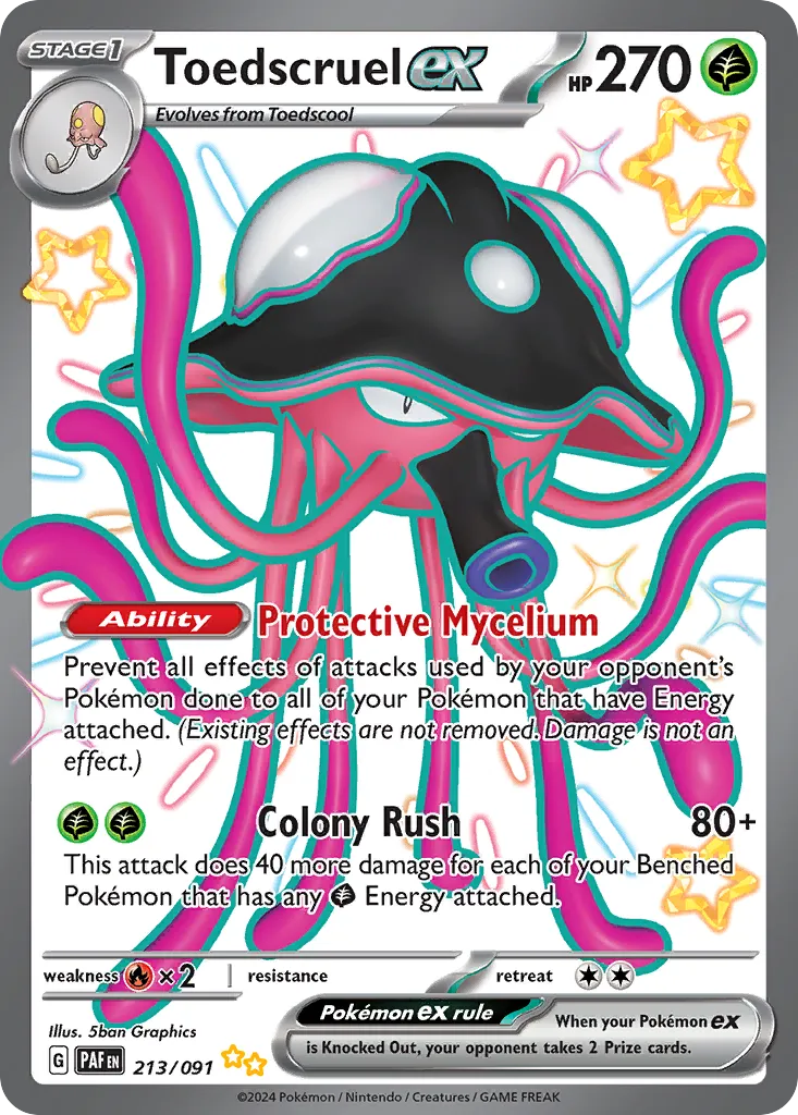 2024 Paldean Fates Toedscruel ex #213/91 Shiny Ultra Rare card image
