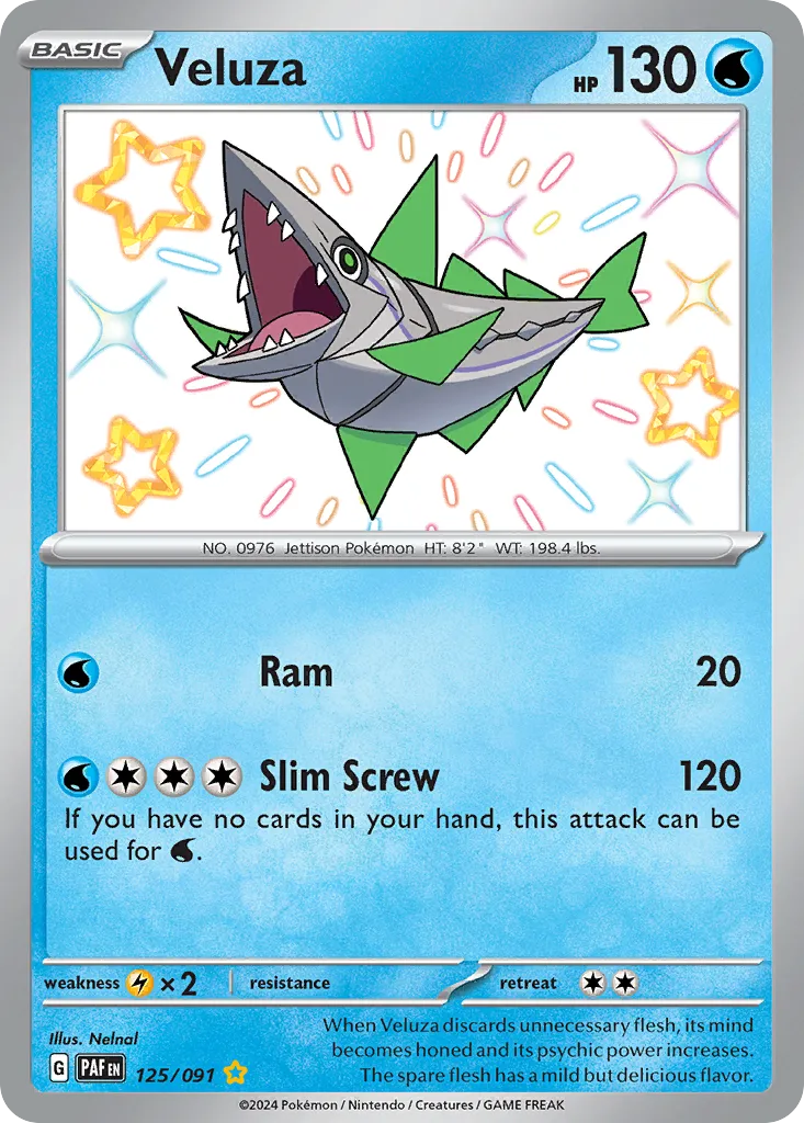 2024 Paldean Fates Veluza #125/91 Shiny Rare card image