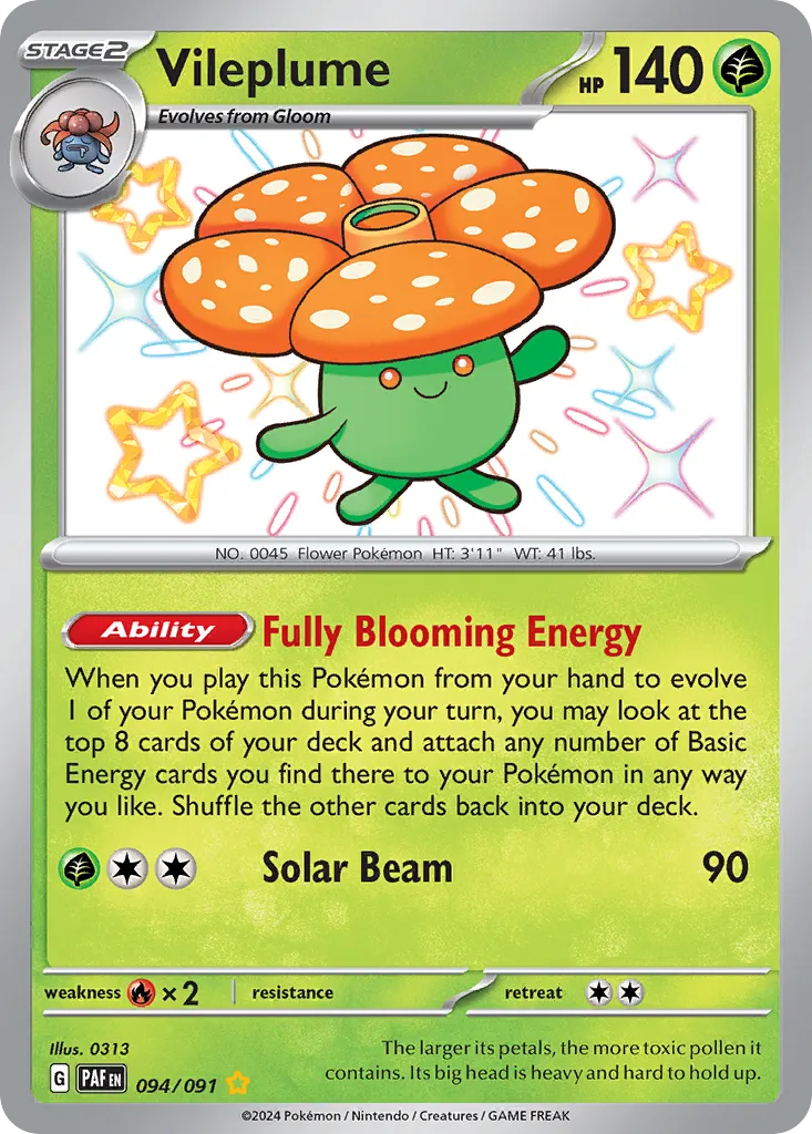 2024 Paldean Fates Vileplume #94/91 Shiny Rare card image