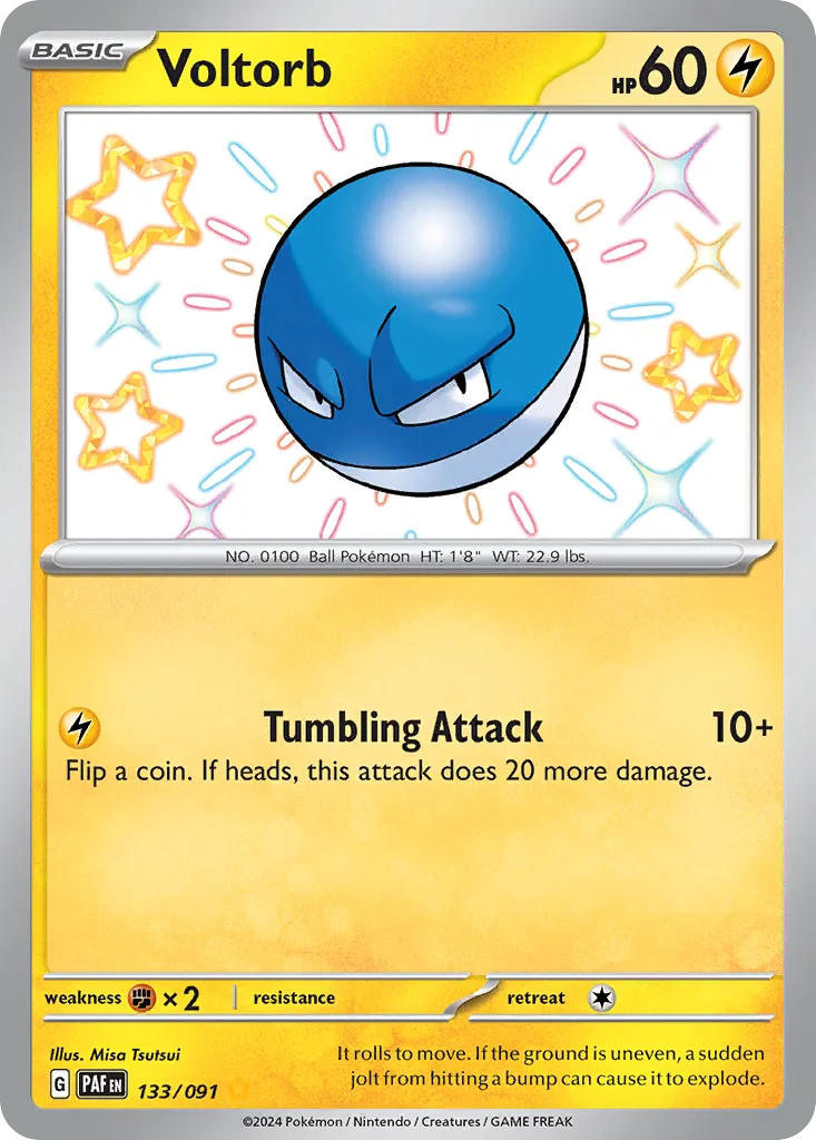 2024 Paldean Fates Voltorb #133/91 Shiny Rare card image
