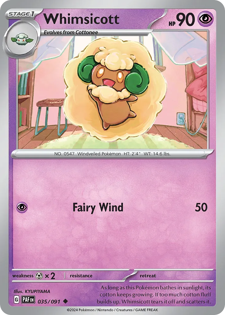 2024 Paldean Fates Whimsicott #35/91 Uncommon card image