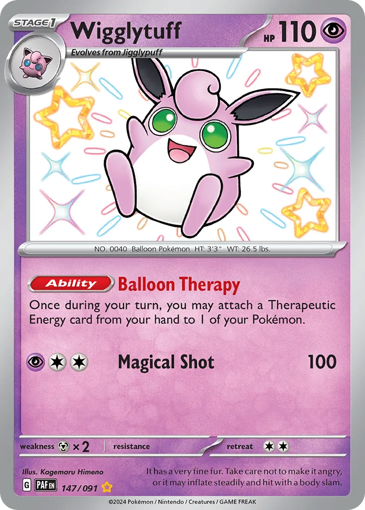 2024 Paldean Fates Wigglytuff #147/91 Shiny Rare card image