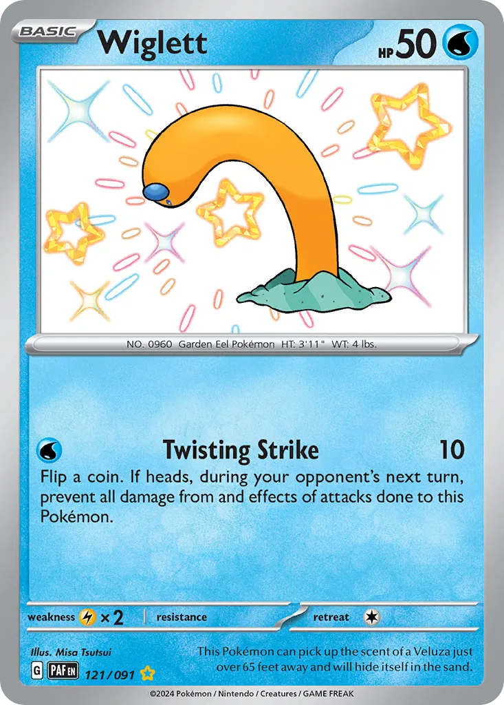 2024 Paldean Fates Wiglett #121/91 Shiny Rare card image